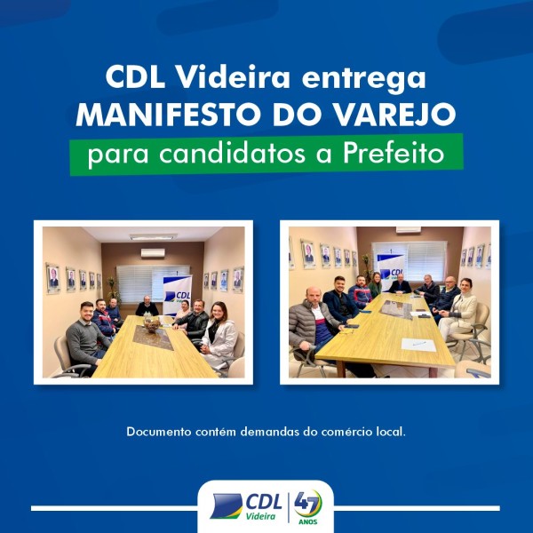 Candidatos à Prefeitura de Videira recebem Manifesto do Varejo Candidatos à Prefeitura de Videira recebem Manifesto do Varejo